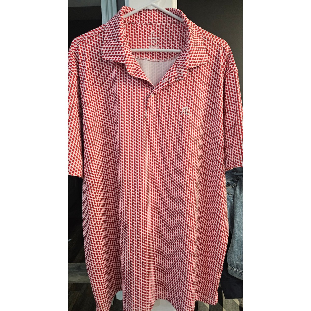 RHOBACK Golfcore Mens XXL Red White Georgia State Print Performance Golf Polo